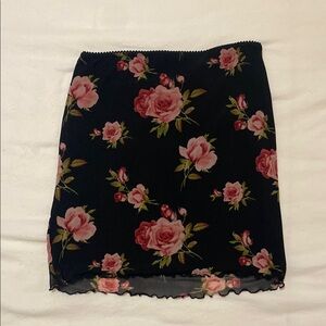 Floral Black Skirt
